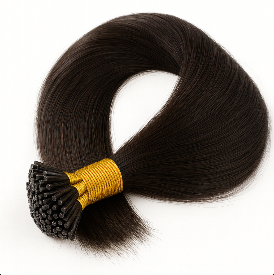 Raw Straight I-Tip Hair Extensions - Black #1B
