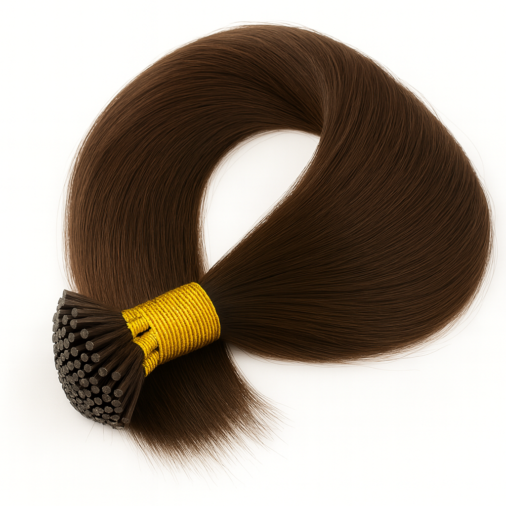 Raw Straight I-Tip Hair Extensions - Medium Brown #4