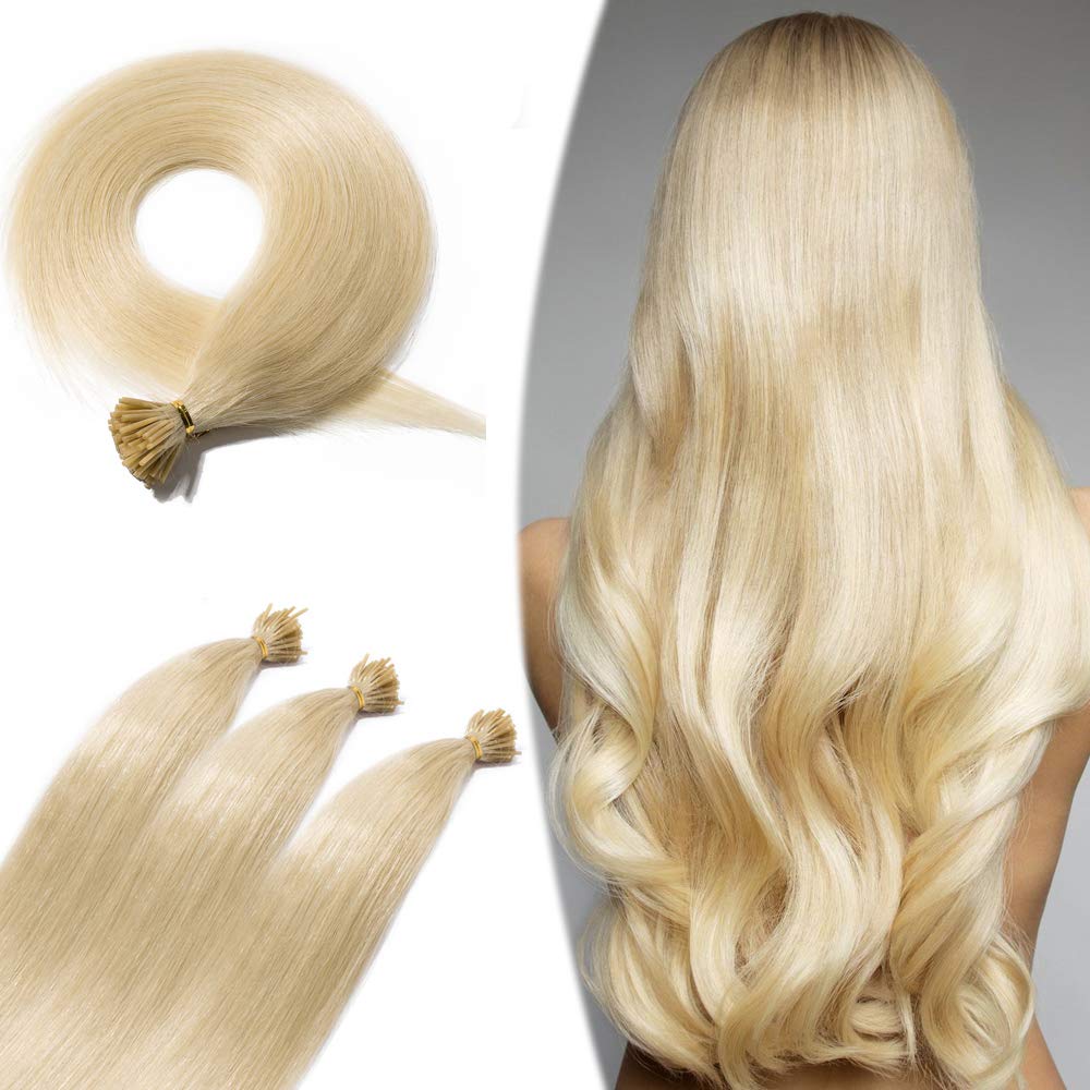 Raw Straight I-Tip Hair Extensions - Platinum Blonde 1001