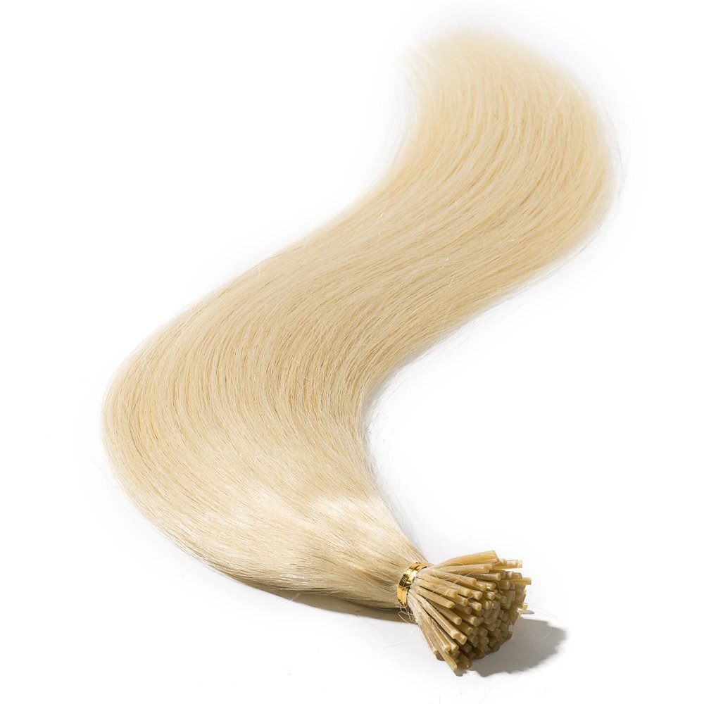 Raw Straight I-Tip Hair Extensions - Platinum Blonde 1001