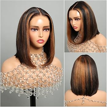 6x5 Glueless Bob Wig - Caramel Brown Highlights