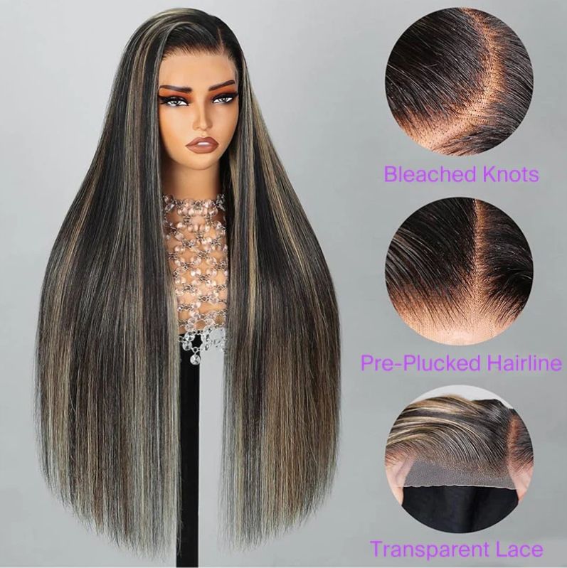 13x6 HD Lace Frontal Balayage Highlight Straight Hair Wig