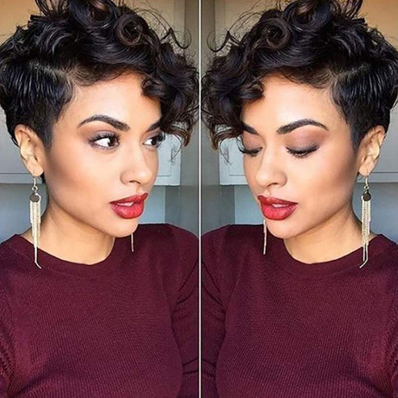 Short Pixie Curly Frontal Lace Bob Wig