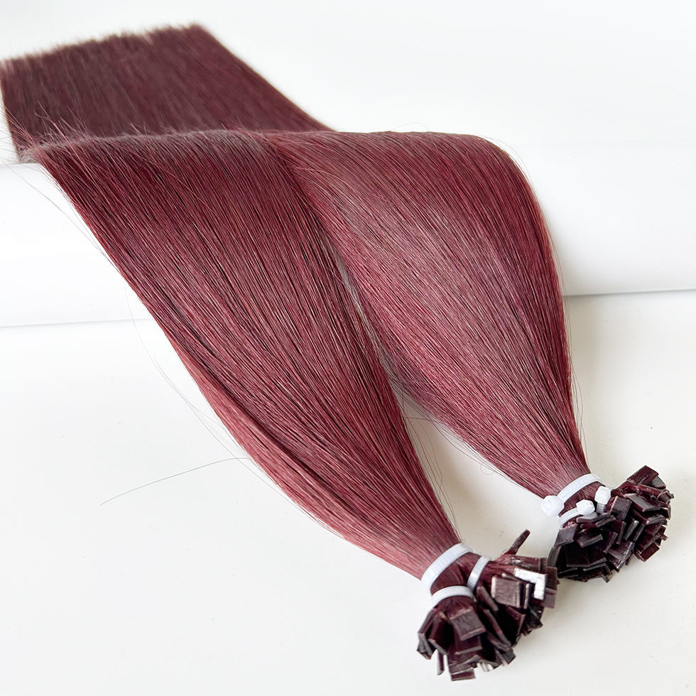 Raw Straight I-Tip Hair Extensions - Wine Red 99J