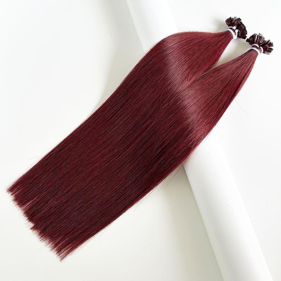 Raw Straight I-Tip Hair Extensions - Wine Red 99J